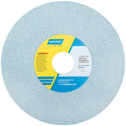 Norton 66252940205 Surface Grinding Wheel 7" Dia, 1/2" Thick, 1-1/4" Hole, 100 Grit, K Hardness