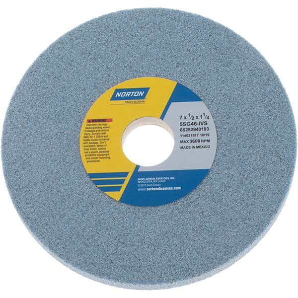 Norton 66252940193 Surface Grinding Wheel 7" Dia, 1/2" Thick, 1-1/4" Hole, 46 Grit, I Hardness