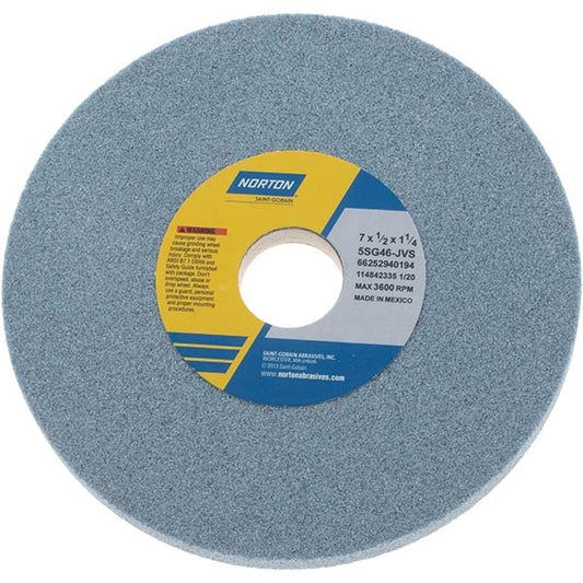 Norton 66252940194 Surface Grinding Wheel 7" Dia, 1/2" Thick, 1-1/4" Hole, 46 Grit, J Hardness