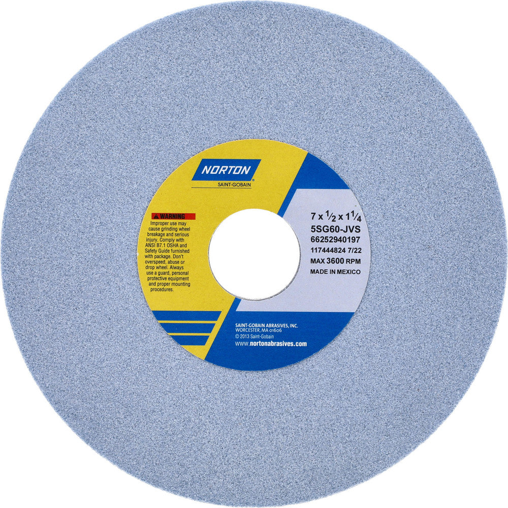 Norton 66252940197 Surface Grinding Wheel 7" Dia, 1/2" Thick, 1-1/4" Hole, 60 Grit, J Hardness