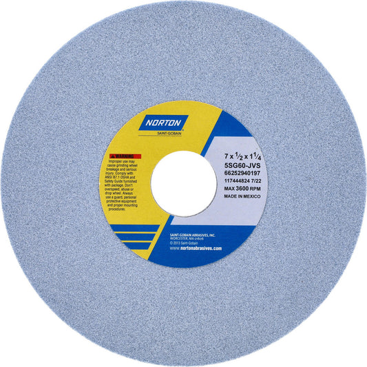 Norton 66252940197 Surface Grinding Wheel 7" Dia, 1/2" Thick, 1-1/4" Hole, 60 Grit, J Hardness