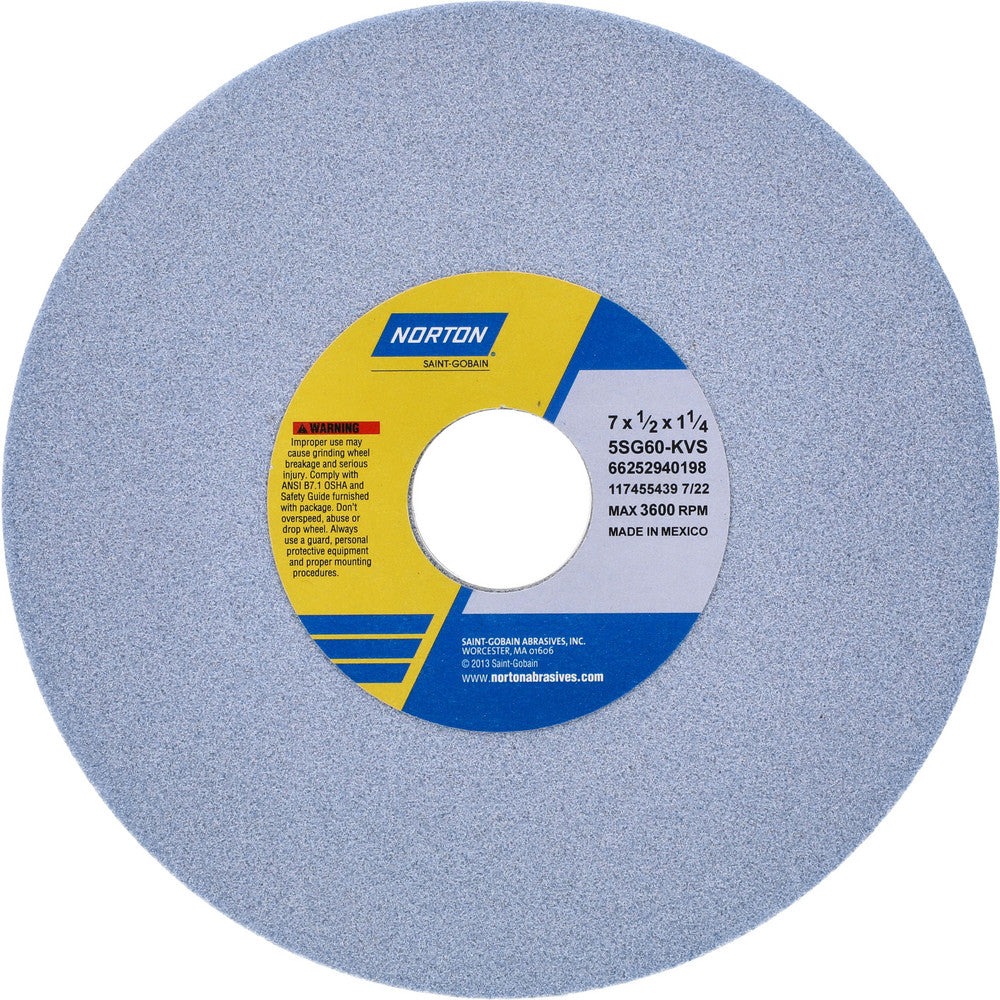 Norton 66252940198 Surface Grinding Wheel 7" Dia, 1/2" Thick, 1-1/4" Hole, 60 Grit, K Hardness
