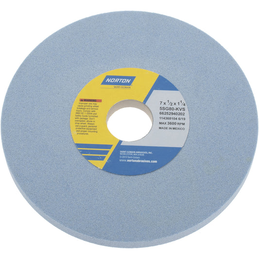 Norton 66252940202 Surface Grinding Wheel 7" Dia, 1/2" Thick, 1-1/4" Hole, 80 Grit, K Hardness