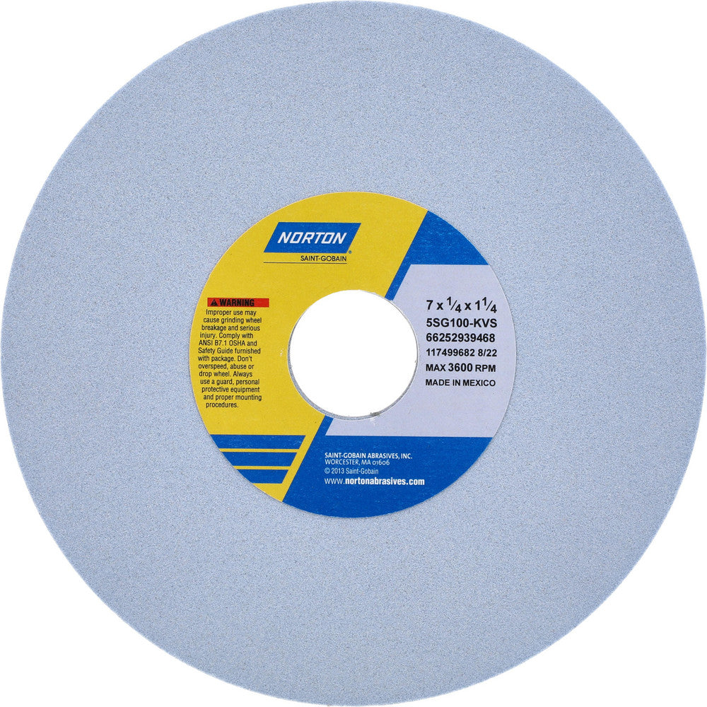 Norton 66252939468 Surface Grinding Wheel 7" Dia, 1/4" Thick, 1-1/4" Hole, 100 Grit, K Hardness