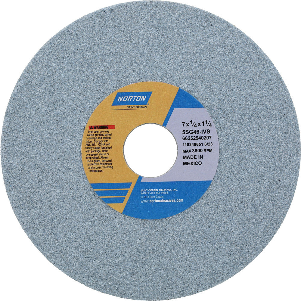 Norton 66252940207 Surface Grinding Wheel 7" Dia, 1/4" Thick, 1-1/4" Hole, 46 Grit, I Hardness
