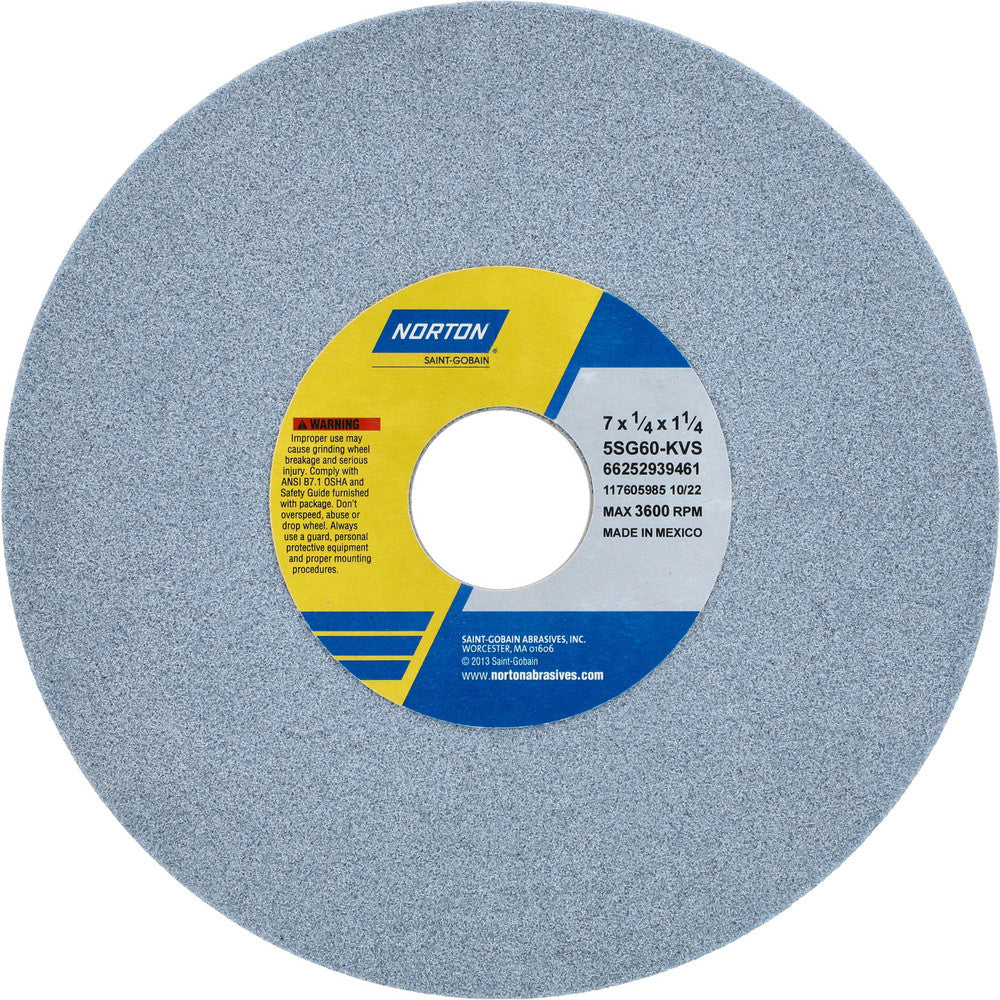 Norton 66252939461 Surface Grinding Wheel 7" Dia, 1/4" Thick, 1-1/4" Hole, 60 Grit, K Hardness