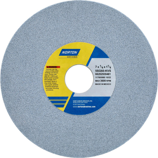 Norton 66252939461 Surface Grinding Wheel 7" Dia, 1/4" Thick, 1-1/4" Hole, 60 Grit, K Hardness