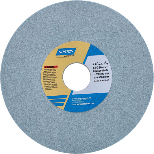 Norton 66252939464 Surface Grinding Wheel 7" Dia, 1/4" Thick, 1-1/4" Hole, 80 Grit, K Hardness