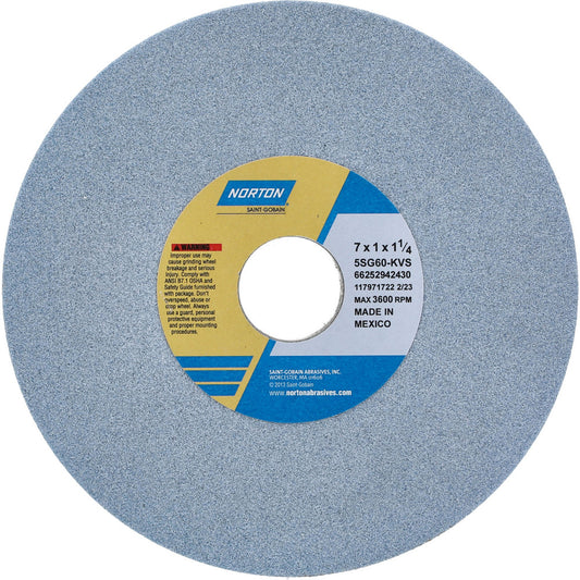 Norton 66252942430 Surface Grinding Wheel 7" Dia, 1" Thick, 1-1/4" Hole, 60 Grit, K Hardness