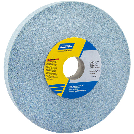 Norton 66252942307 Surface Grinding Wheel 7" Dia, 3/4" Thick, 1-1/4" Hole, 60 Grit, J Hardness