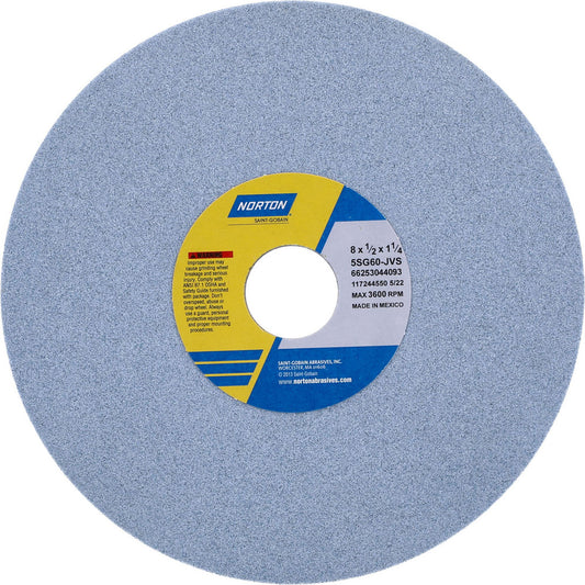 Norton 66253044093 Surface Grinding Wheel 8" Dia, 1/2" Thick, 1-1/4" Hole, 60 Grit, J Hardness