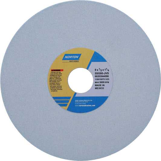 Norton 66253044096 Surface Grinding Wheel 8" Dia, 1/2" Thick, 1-1/4" Hole, 80 Grit, J Hardness