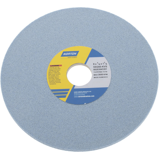 Norton 66253043351 Surface Grinding Wheel 8" Dia, 1/4" Thick, 1-1/4" Hole, 60 Grit, K Hardness
