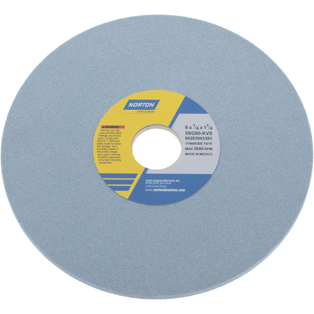 Norton 66253043353 Surface Grinding Wheel 8" Dia, 1/4" Thick, 1-1/4" Hole, 80 Grit, K Hardness