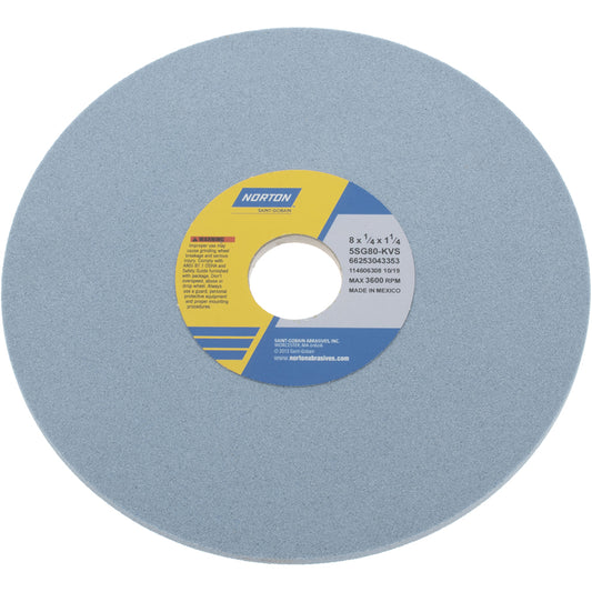Norton 66253043353 Surface Grinding Wheel 8" Dia, 1/4" Thick, 1-1/4" Hole, 80 Grit, K Hardness