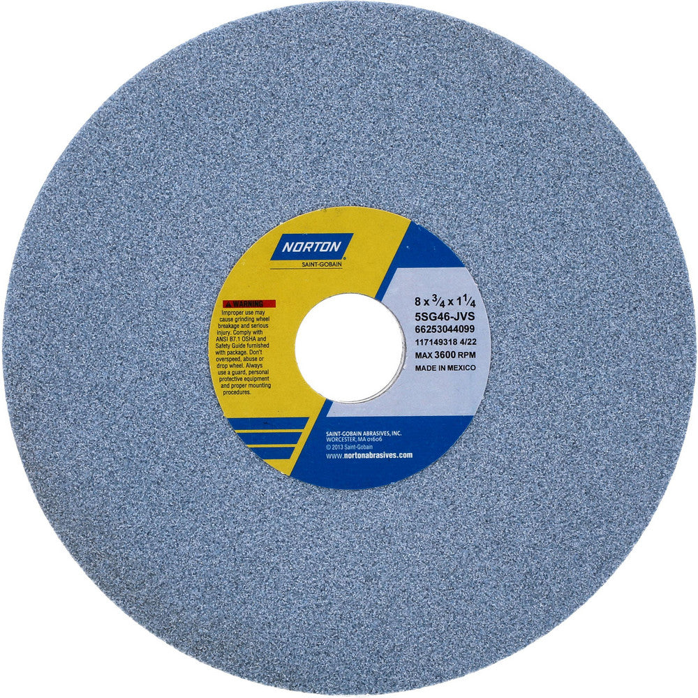 Norton 66253044099 Surface Grinding Wheel 8" Dia, 3/4" Thick, 1-1/4" Hole, 46 Grit, J Hardness