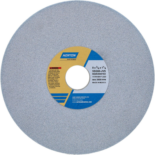 Norton 66253044102 Surface Grinding Wheel 8" Dia, 3/4" Thick, 1-1/4" Hole, 60 Grit, J Hardness