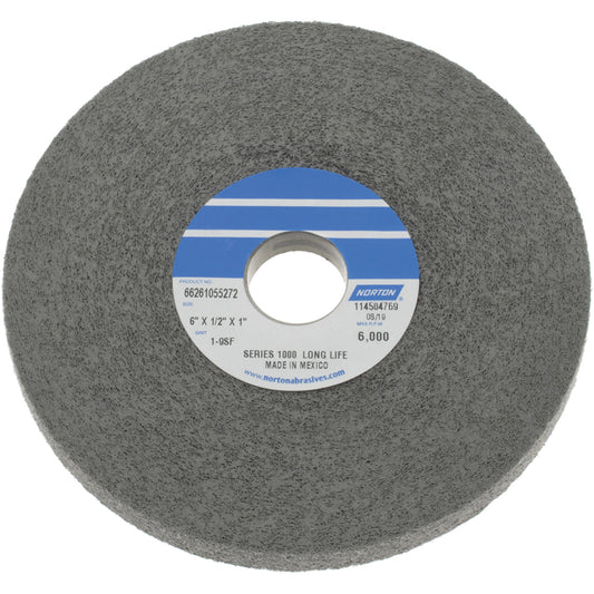 Norton 66261055272 Deburring Wheel  6" Dia, 1/2" Face Width, 1" Hole, Density 9, Silicon Carbide