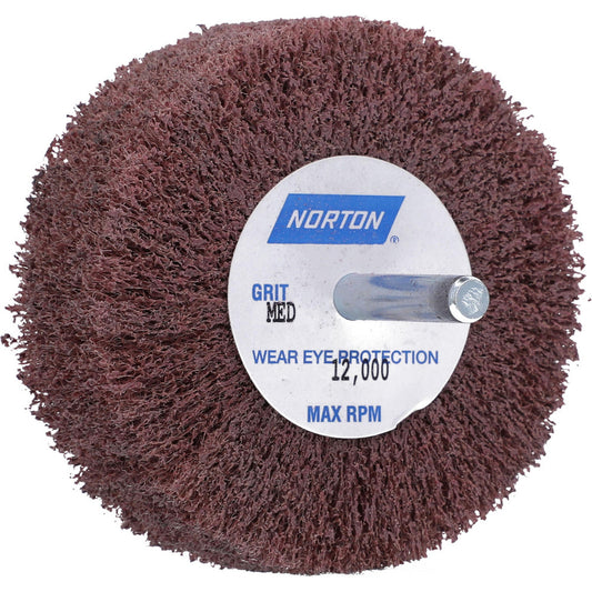 Norton 66261051718 Mounted Flap Wheel 3" Dia, 1" Face Width, Aluminum Oxide