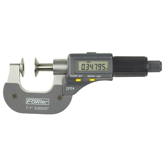 Fowler 54-860-301-0 0 to 1 Inch, Ratchet Stop Thimble, IP54 Water Resistance, Electronic Disc Micrometer