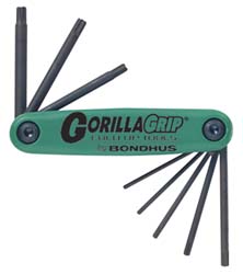 Bondhus 12634 Torx Key Set 8 Pc, Fold-Up Handle, T9 to T40