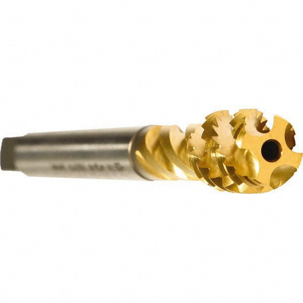 Emuge CW553700.5015 Spiral Flute Tap 5/8-11 UNC, 4 Flutes, Modified Bottoming, 2B Class of Fit, Cobalt, TIN Coated
