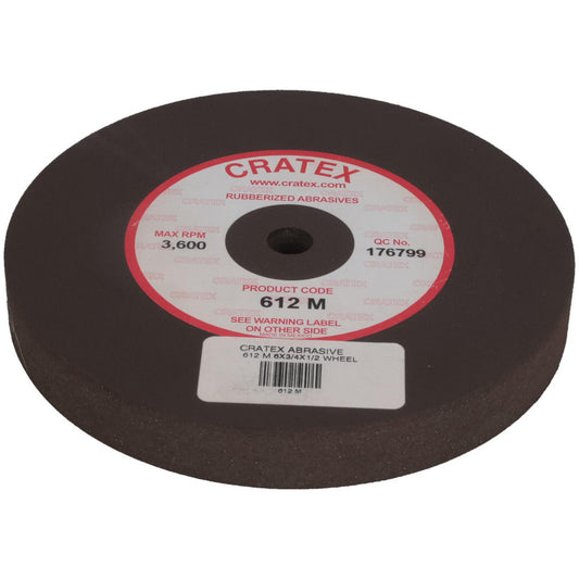 Cratex 612 M Surface Grinding Wheel 6" Dia, 3/4" Thick, 1/2" Arbor