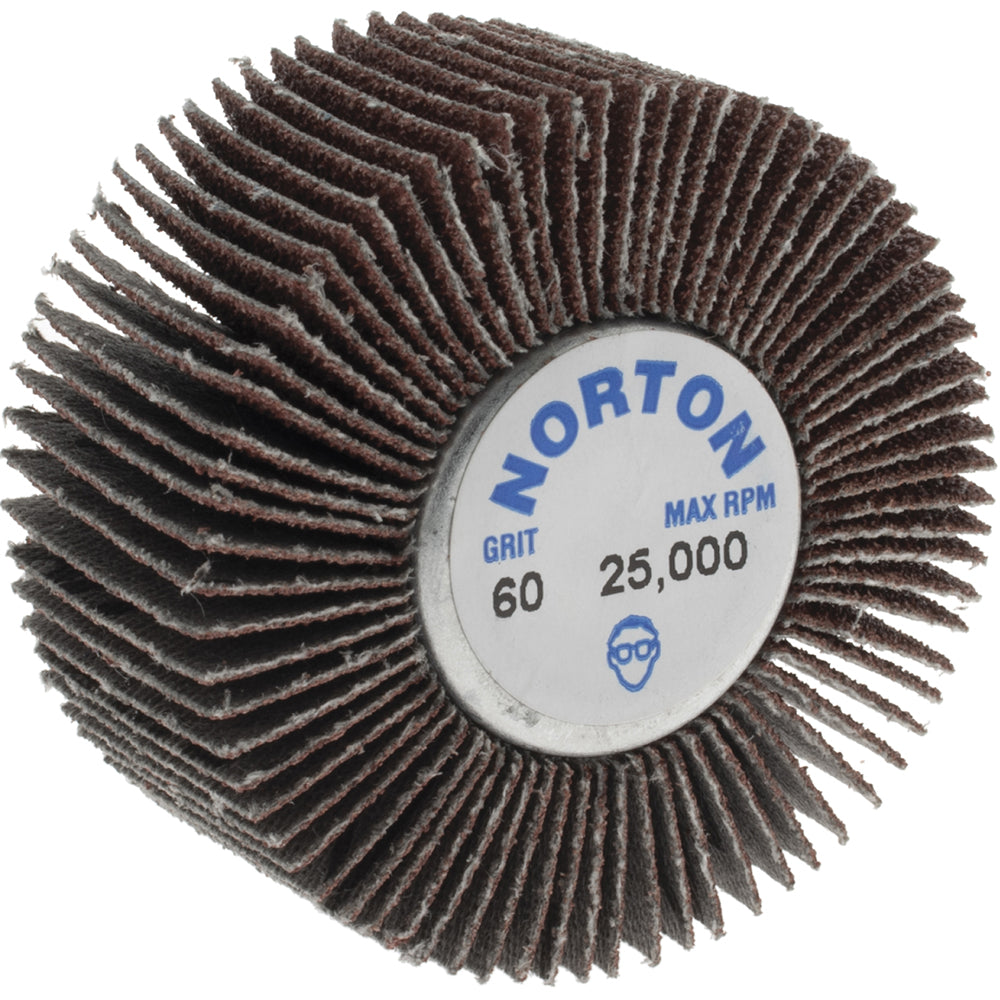 Norton 63642502646 Mounted Flap Wheel 2" Dia, 1" Face Width, 60 Grit, Aluminum Oxide
