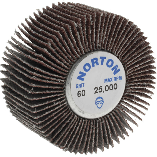 Norton 63642502646 Mounted Flap Wheel 2" Dia, 1" Face Width, 60 Grit, Aluminum Oxide