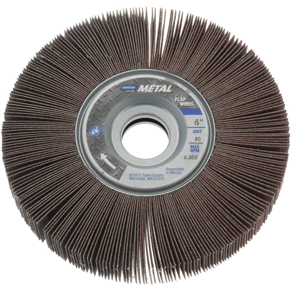 Norton 63642502681 6 x 1" 80 Grit Aluminum Oxide Unmounted Flap Wheel