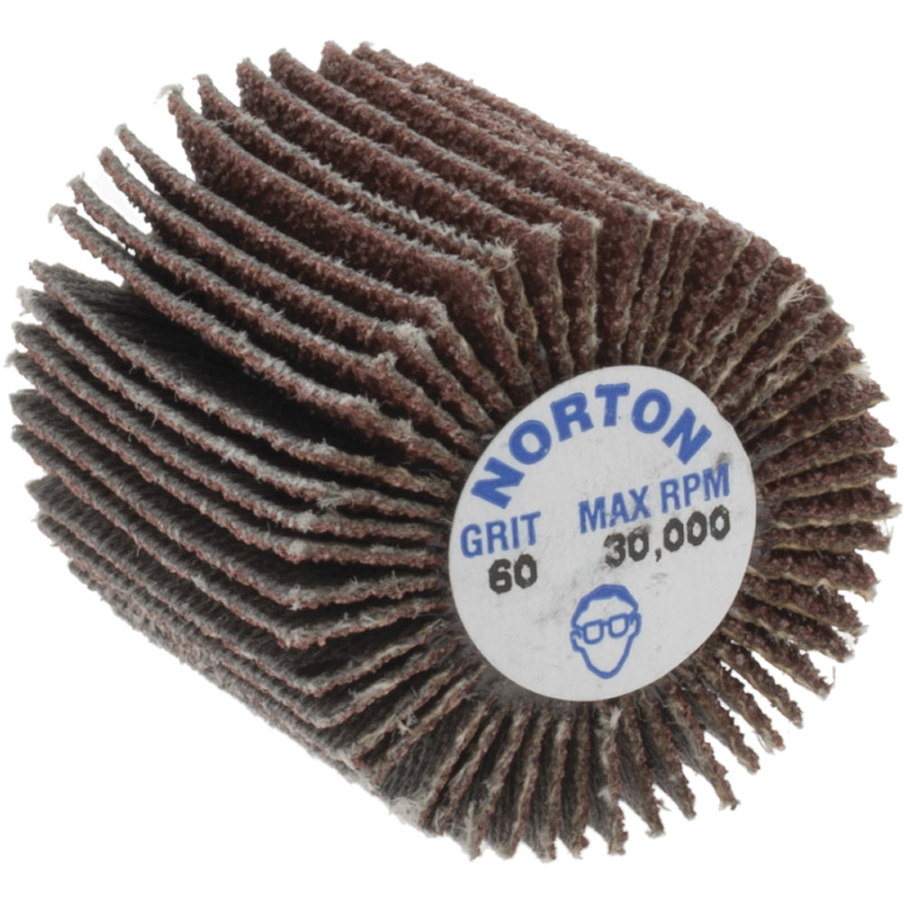 Norton 63642502628 Mounted Flap Wheel 1" Dia, 1" Face Width, 60 Grit, Aluminum Oxide