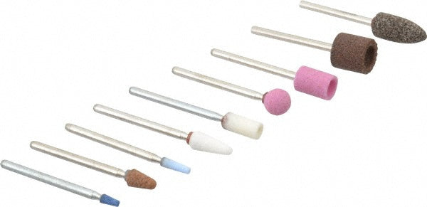 Grier Abrasives KIT-1/8-B-9 9 Piece Aluminum Oxide Vitrified Mounted Stone Abrasive Point Set