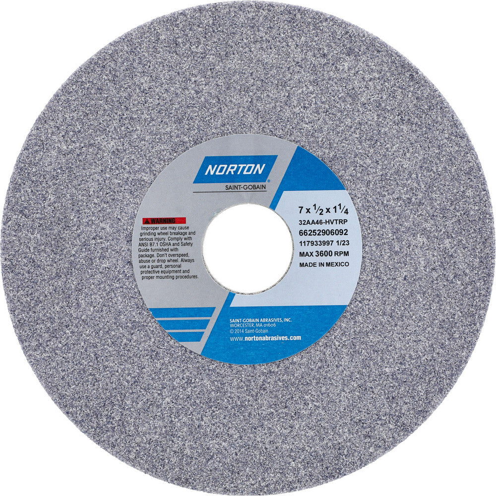 Norton 66252906092 Surface Grinding Wheel 7" Dia, 1/2" Thick, 1-1/4" Hole, 46 Grit, H Hardness