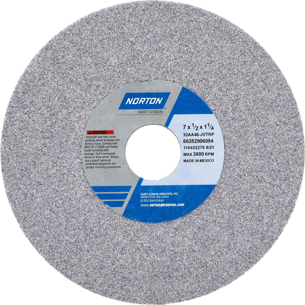Norton 66252906094 Surface Grinding Wheel 7" Dia, 1/2" Thick, 1-1/4" Hole, 46 Grit, J Hardness