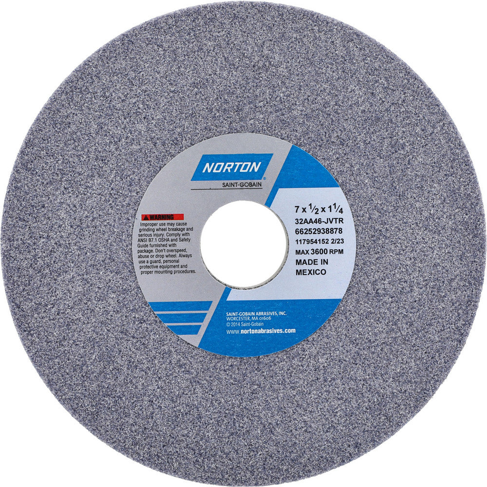 Norton 66252938878 Surface Grinding Wheel 7" Dia, 1/2" Thick, 1-1/4" Hole, 46 Grit, J Hardness