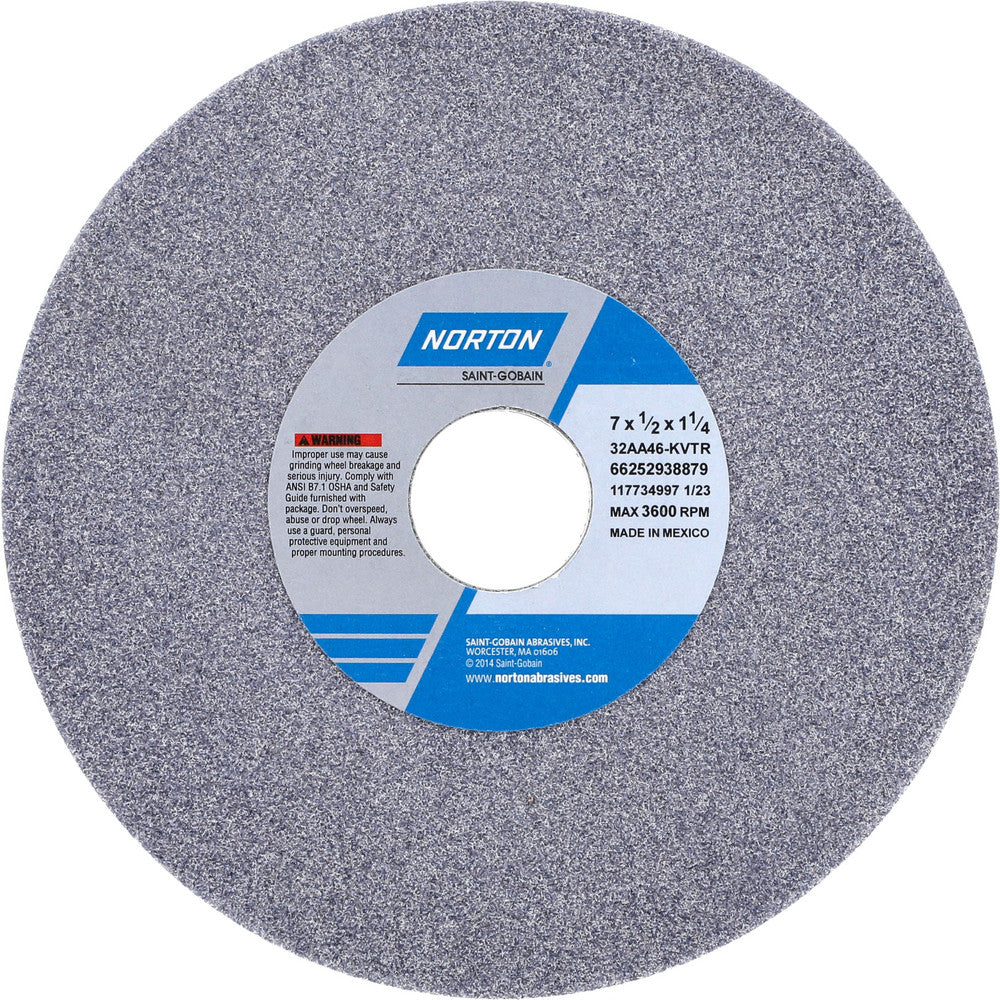 Norton 66252938879 Surface Grinding Wheel 7" Dia, 1/2" Thick, 1-1/4" Hole, 46 Grit, K Hardness