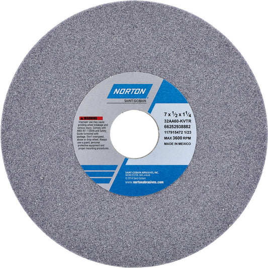 Norton 66252938882 Surface Grinding Wheel 7" Dia, 1/2" Thick, 1-1/4" Hole, 60 Grit, K Hardness