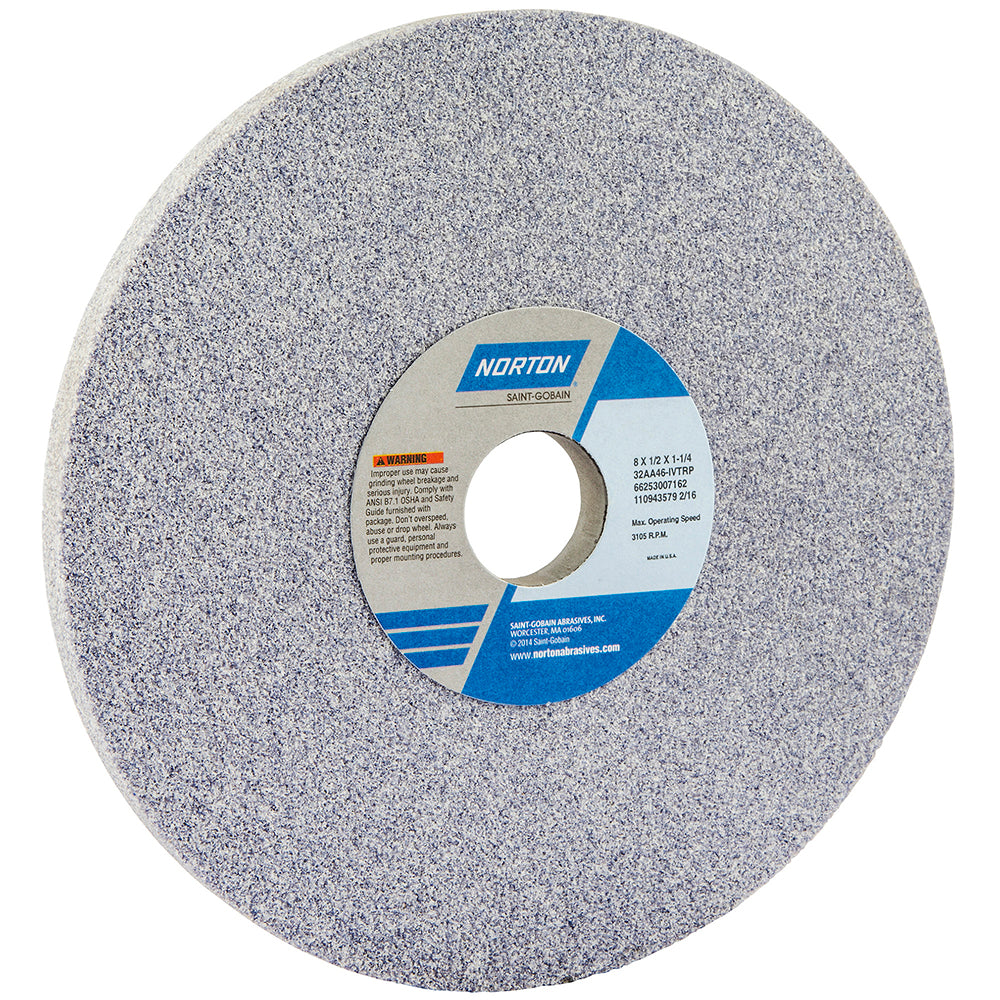 Norton 66253007165 Surface Grinding Wheel 8" Dia, 1/2" Thick, 1-1/4" Hole, 60 Grit, I Hardness