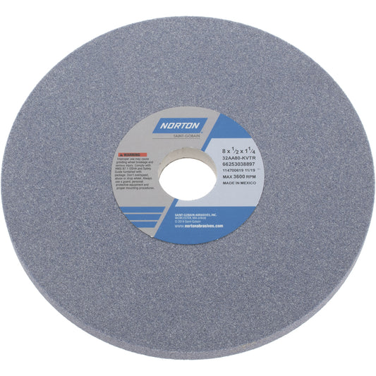Norton 66253038897 Surface Grinding Wheel 8" Dia, 1/2" Thick, 1-1/4" Hole, 80 Grit, K Hardness