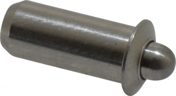 Vlier SPFP51 0.441" Body Len x 3/16" Body Diam, 0.121" Plunger Diam, 0.75 Lb Init to 2 Lb Final End Force, 0.441" Len Under Flange, Stainless Steel Press Fit Spring Plunger
