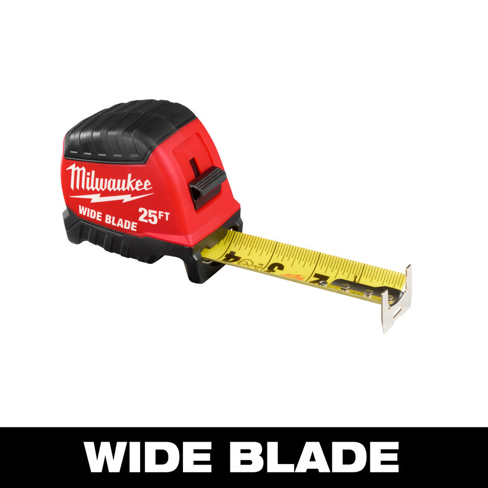 Milwaukee Tool 48-22-1225 Tape Measures Length Ft. 25.000  Graduation (Inch) 1/16  Blade Material Steel  Standout Length (Feet) 15.00  Case Type Closed  Rewind Type Automatic