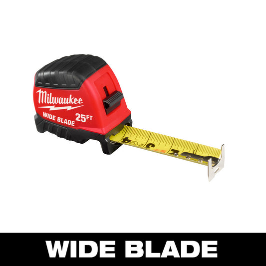 Milwaukee Tool 48-22-1225 Tape Measures Length Ft. 25.000  Graduation (Inch) 1/16  Blade Material Steel  Standout Length (Feet) 15.00  Case Type Closed  Rewind Type Automatic