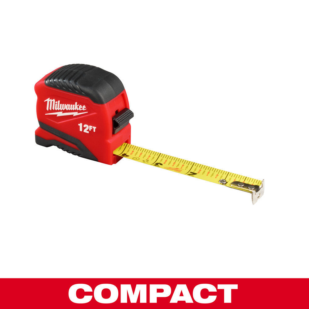 Milwaukee Tool 48-22-1712 Tape Measures Length Ft. 12.000  Graduation (Inch) 1/16  Blade Material Steel  Standout Length (Feet) 5.00  Case Type Closed  Rewind Type Automatic