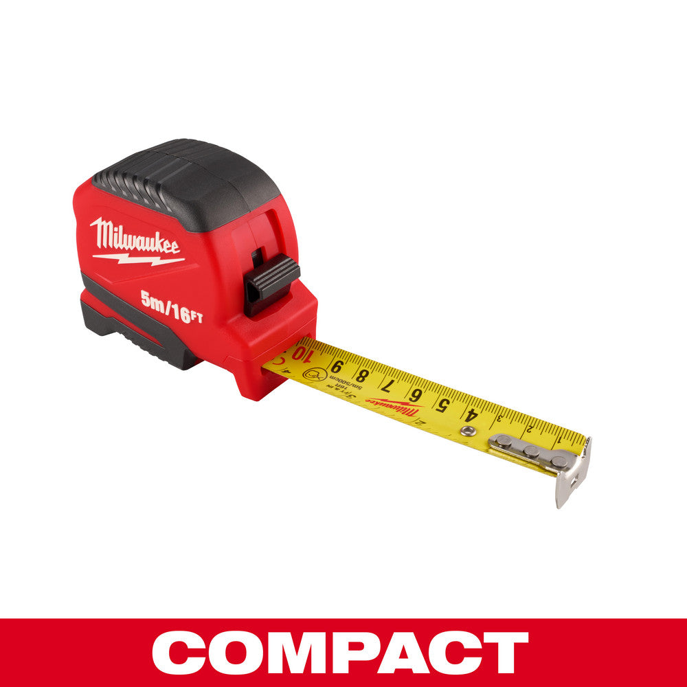 Milwaukee Tool 48-22-1717 Tape Measures Length Ft. 16.000  Graduation (Inch) 1/16  Blade Material Steel  Standout Length (Feet) 9.00  Case Type Closed  Rewind Type Automatic