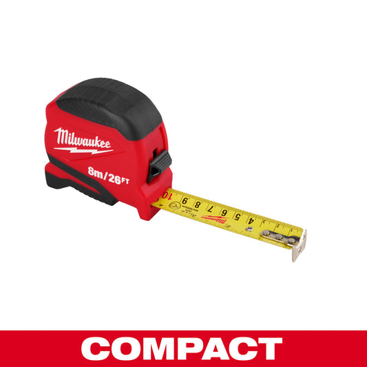 Milwaukee Tool 48-22-1726 Tape Measures Length Ft. 26.000  Graduation (Inch) 1/16  Blade Material Steel  Standout Length (Feet) 9.00  Case Type Closed  Rewind Type Automatic
