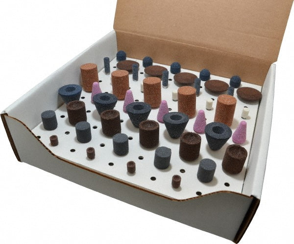 Grier Abrasives KIT-1/4-RAND-50 50 Piece Aluminum Oxide Vitrified Mounted Stone Abrasive Point Set
