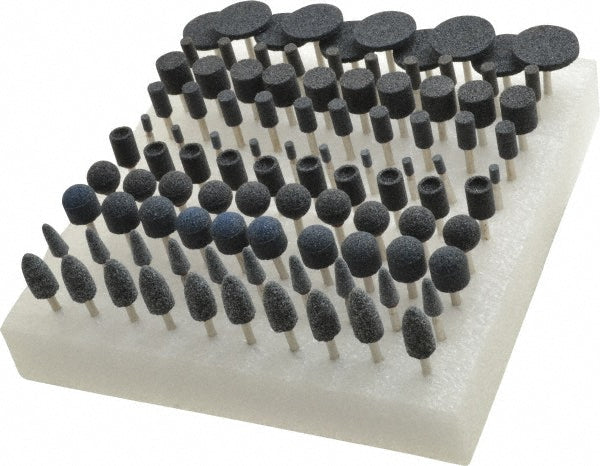 Grier Abrasives KIT-1/8-WB-BLUE 100 Piece Aluminum Oxide Vitrified Mounted Stone Abrasive Point Set