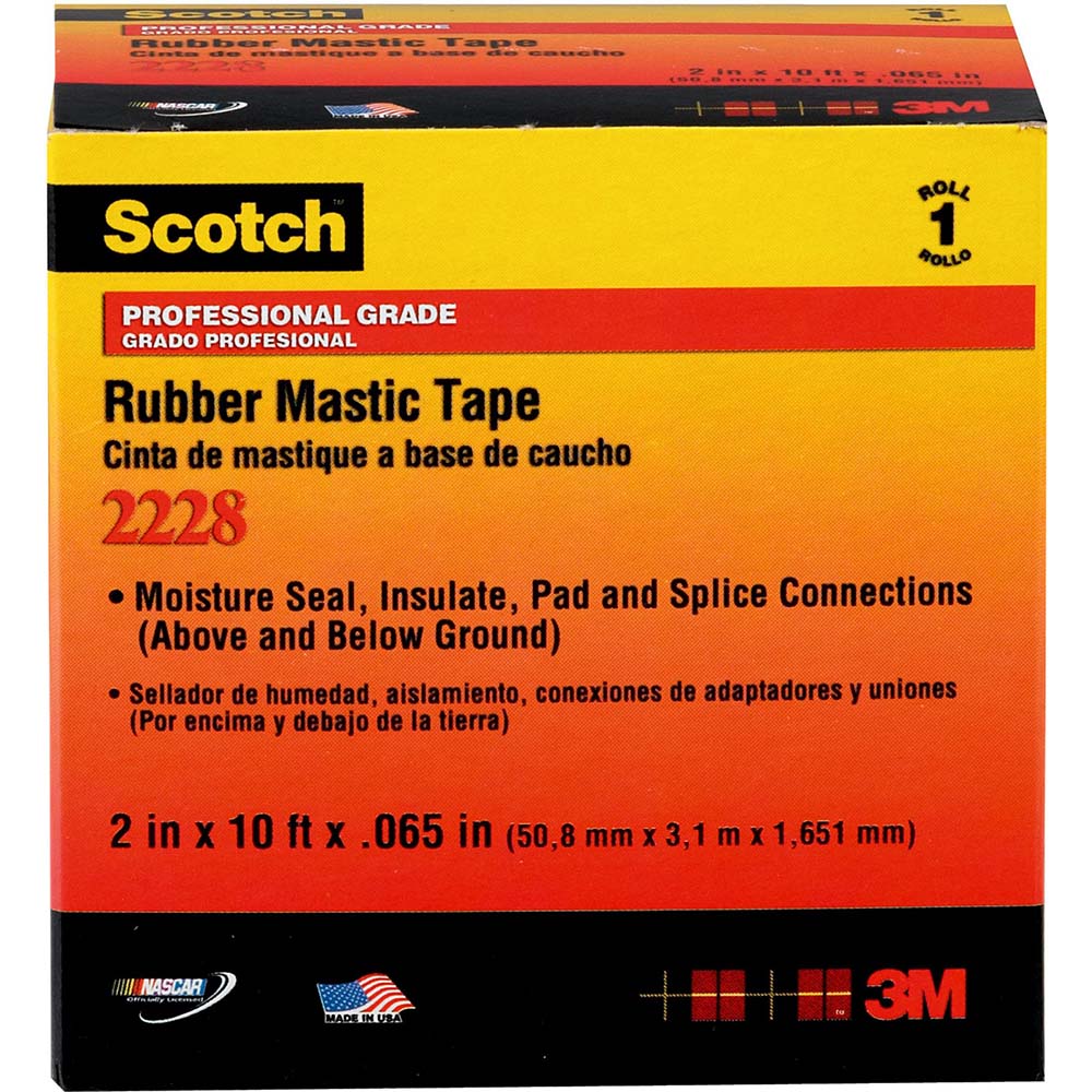 3M 7000005986 Electrical Tape 2" Wide, 10' Long, 65 mil Thick, Black