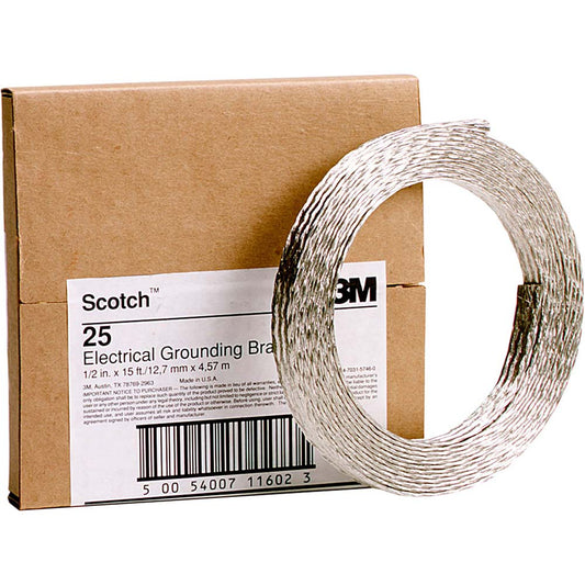 3M 7100011690 25 AWG, 1/2 Inch Diameter, 15 Ft., Braid, Grounding Wire