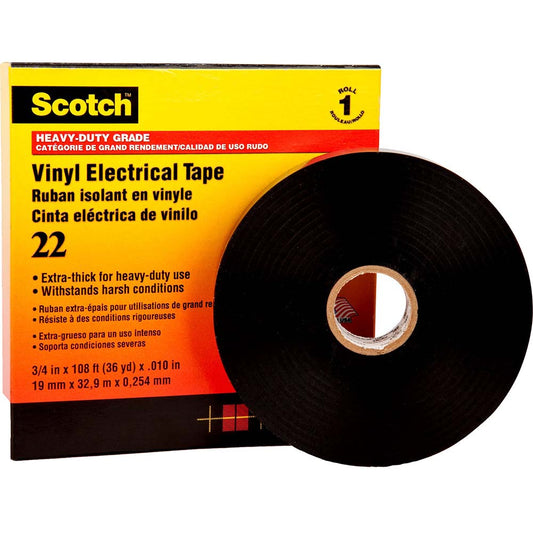 3M 7000031344 Electrical Tape 3/4" Wide, 110' Long, 10 mil Thick, Black